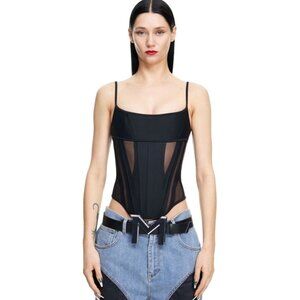 Mugler x H&M Mesh-paneled Corset Top